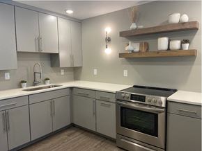 Carmel townhouse for rent - Clubhouse Kitchen Interior at Woodland Springs Apartment Homes, Indiana