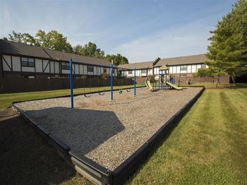 Swing set in play area