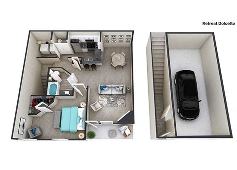 Floor plan for 1 bed, 1 bath, 1010 sqft