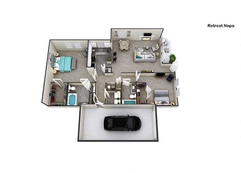Floor plan for 2 beds, 2 baths, 1446 sqft
