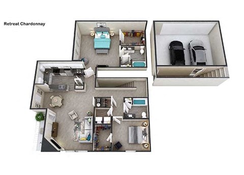 Floor plan for 2 beds, 2 baths, 1650 sqft