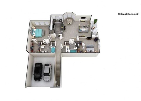 Floor plan for 2 beds, 2 baths, 1483 sqft