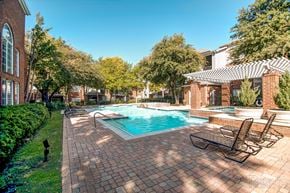 Dallas apartment for rent - A backyard with a pool and patio furniture.