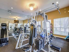 Dallas apartment for rent - Fitness center with weight machines at Trinity Square, Dallas, TX