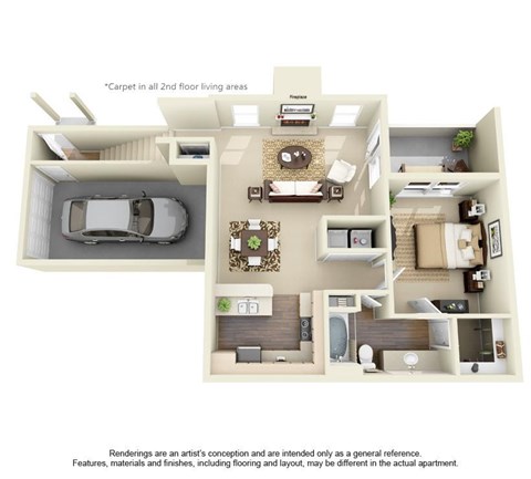 Floor plan for 1 bed, 1 bath, 868 sqft