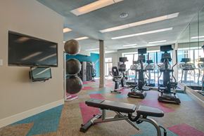 Los Angeles apartment for rent - a gym with cardio equipment and a flat screen tv