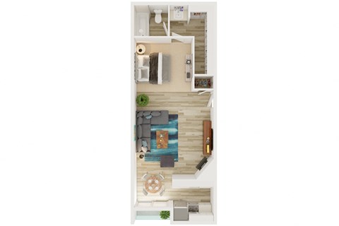 Floor plan for studio, 1 bath, 602 sqft
