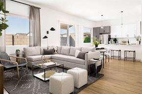 Gilbert apartment for rent - a rendering of a living room and kitchen in an apartment at Villas on Ash, Gilbert, AZ 85234