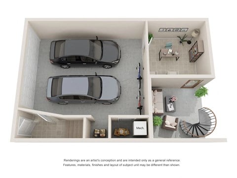 Floor plan for 3 beds, 3 baths, 1694 sqft
