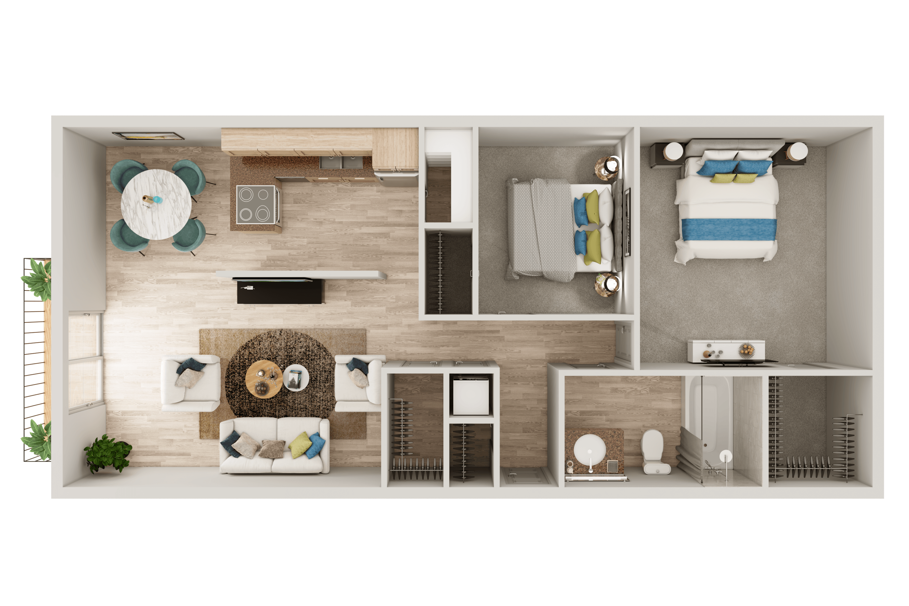 Floor plan for 2 beds, 1 bath, 920 sqft