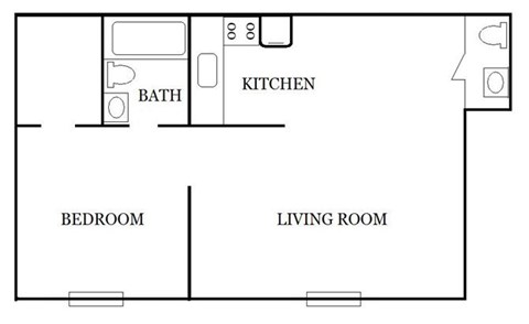 Floor plan for 1 bed, 1 bath, 650 sqft