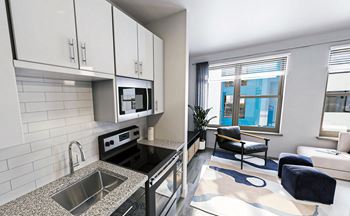 Modern subway tile backsplash in kitchens with granite counters and stainless steel appliances