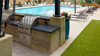 Poolside gas grilling patio
