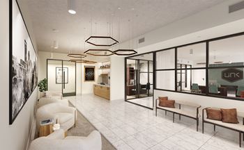 Leasing office with resident coffee station