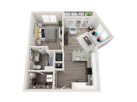 Floor plan for 1 bed, 1 bath, 706 sqft