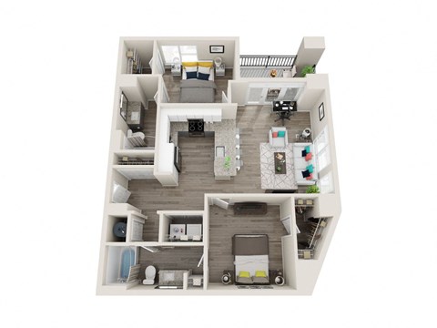 Floor plan for 2 beds, 2 baths, 1085 sqft