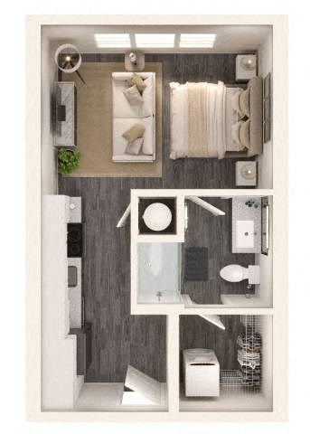 Floor plan for studio, 1 bath, 412 sqft