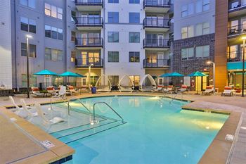 Large pool with lap lane and social areas 