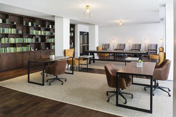 Conference room with long table and chairs