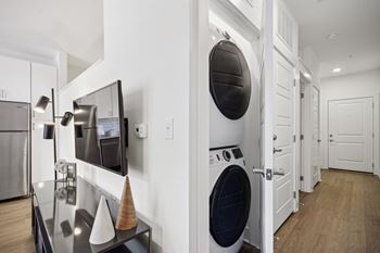 Modern kitchen with laundry utilities