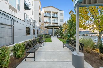 Landscaped courtyard with outdoor seating