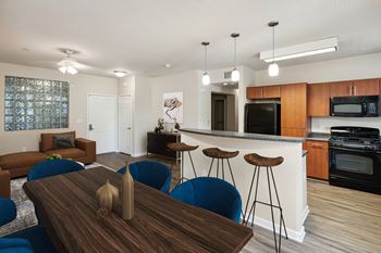 Breakfast bar with pendant lighting