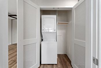 In unit washer and dryer at pointe luxe apartment homes, san diego, california