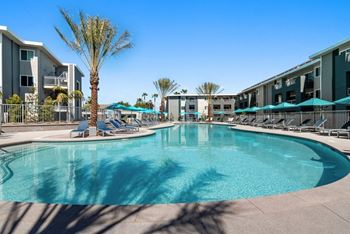 Resort style sparkling pool at at pointe luxe apartment homes, san diego, california