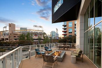 Courtyards with outdoor seating, grilling areas & fire pits