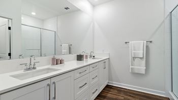 Separate shower with glass enclosure