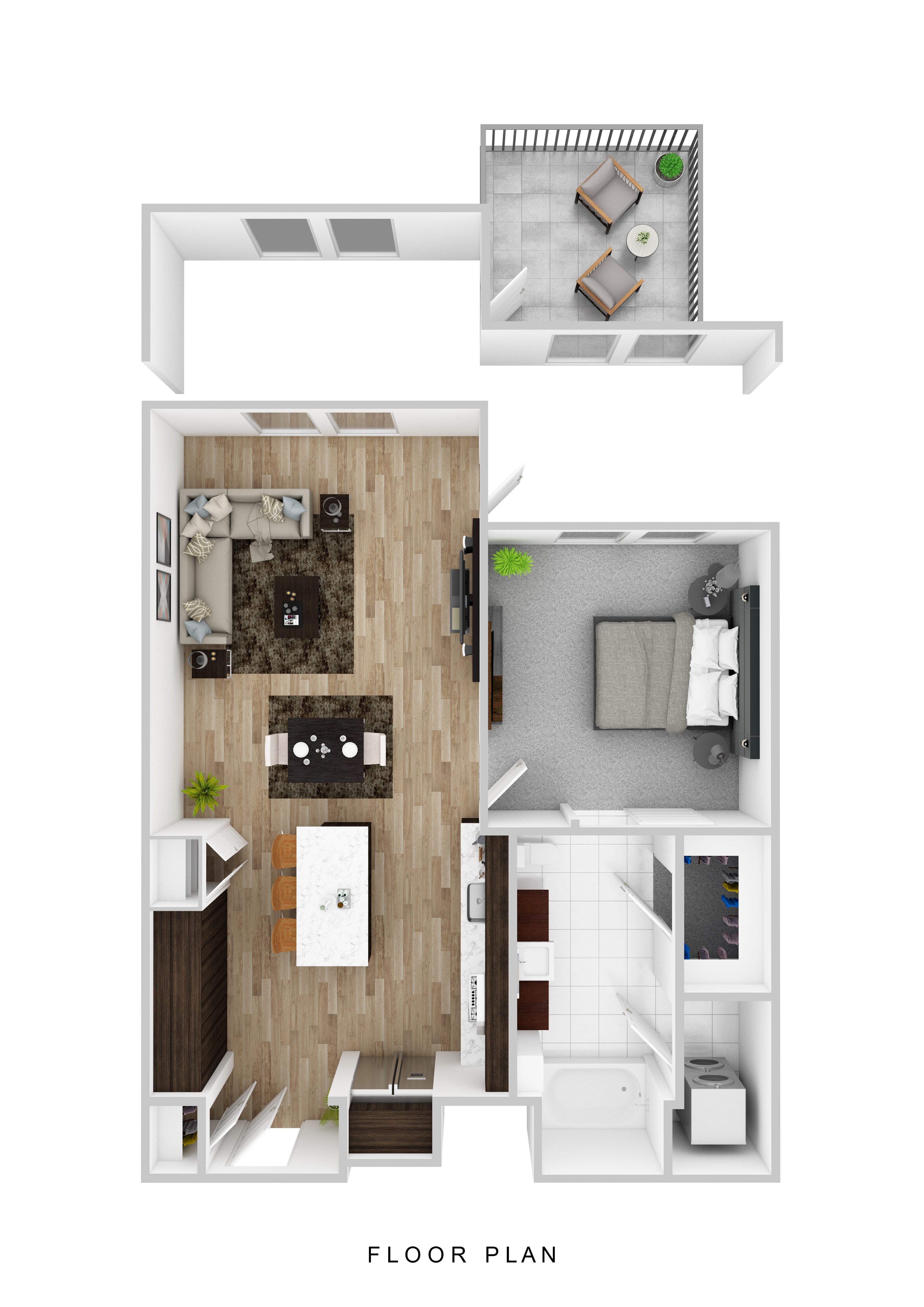 Floor plan for 1 bed, 1 bath, 838 sqft