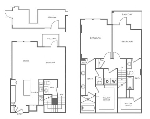 Floor plan for 2 beds, 2.5 baths, 1916 sqft