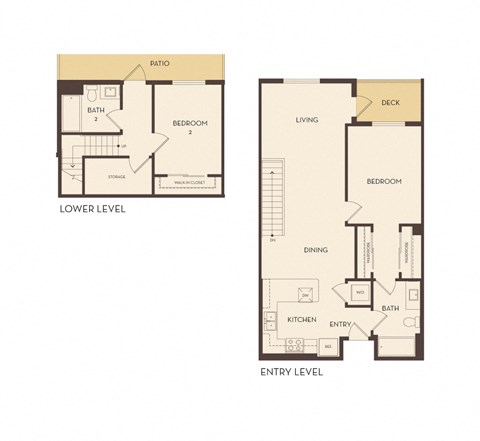 Floor plan for 2 beds, 2 baths, 1357 sqft