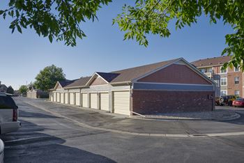 Parking lot with available garages