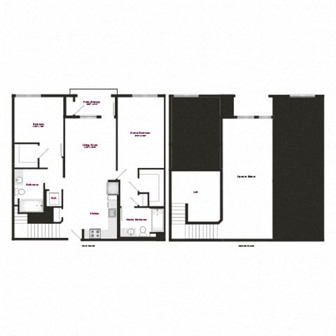 Floor plan for 2 beds, 2 baths, 1323 sqft