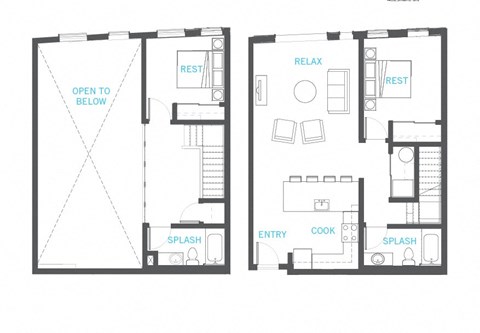 Floor plan for 2 beds, 2 baths, 1292 sqft