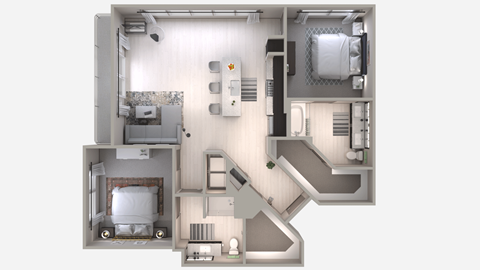 Floor plan for 2 beds, 2 baths, 1353 sqft