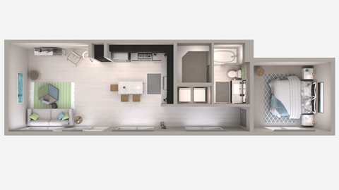 Floor plan for 1 bed, 1 bath, 817 sqft