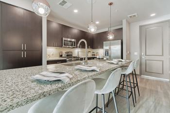 Kitchen island with pendant lighting