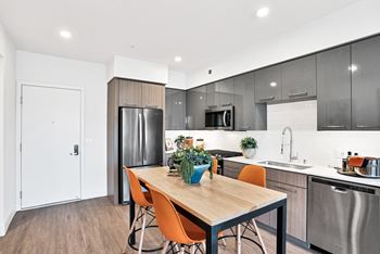 Stainless-steel appliances with slide-in gas ranges