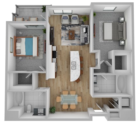 Floor plan for 2 beds, 2 baths, 1094 sqft