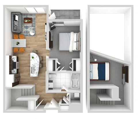 Floor plan for 2 beds, 1 bath, 905 sqft