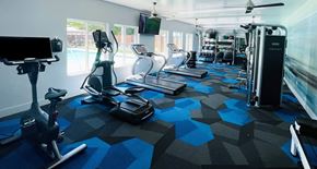 Sparks apartment for rent - a gym with cardio equipment and a flat screen tv