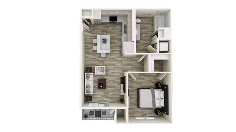 Floor plan for 1 bed, 1 bath, 779 sqft