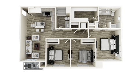 Floor plan for 3 beds, 2 baths, 1510 sqft