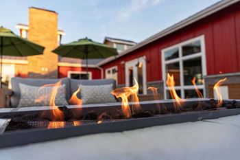 Terrace with outdoor fireplace