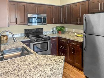 Polished quartz and  granite countertops