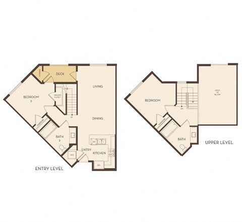 Floor plan for 2 beds, 2 baths, 1100 sqft