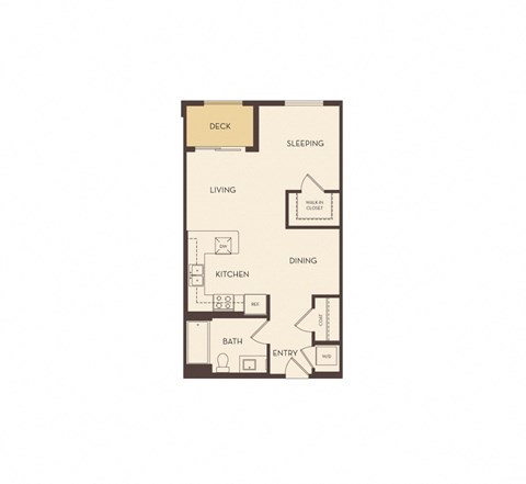 Floor plan for studio, 1 bath, 650 sqft