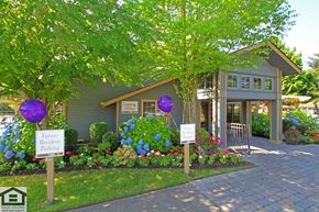Sacramento apartment for rent - the front of a house with purple balloons in the yard